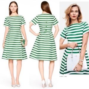 Kate Spade Green and White Stripe A-line midi dress